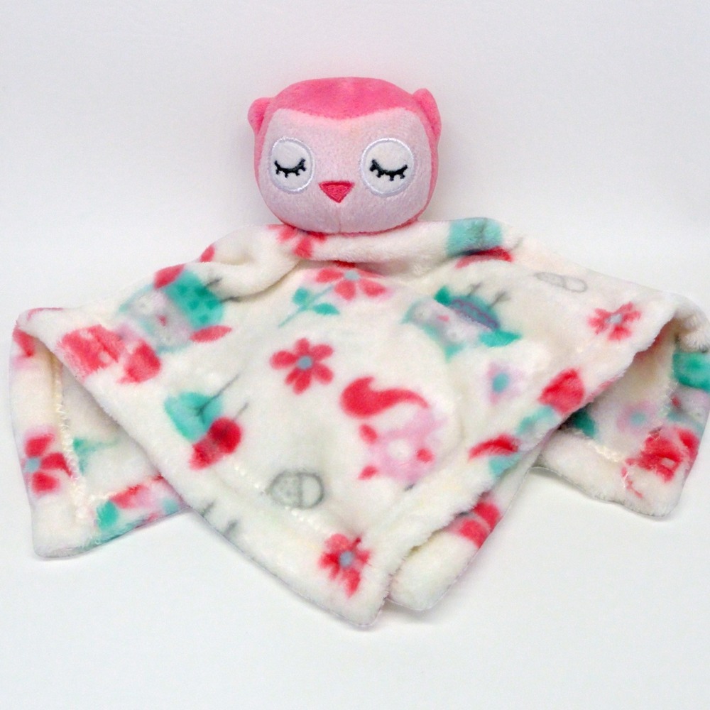 Magic Years Pink Owl Lovey Flowers Floral Security Blanket NuNu Soft Baby Plush